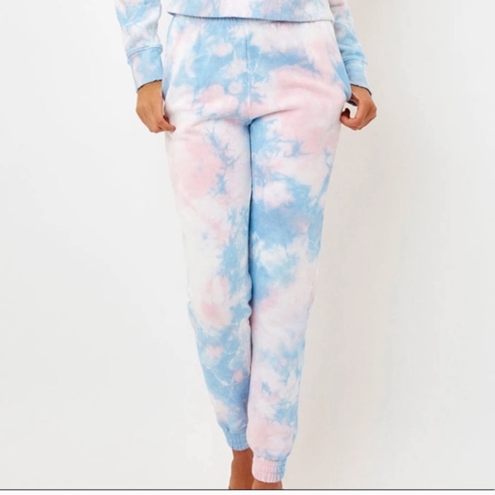 Frankie's Bikinis Tie-Dye Track Joggers in Pink & Blue